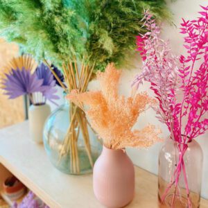 Dried Flowers in green and pink